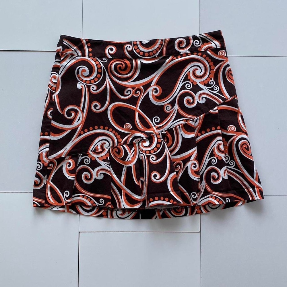 Lady Hagen Asymmetrical Brown Paisley Skirt